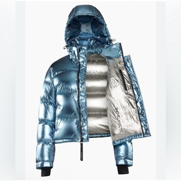 Aritzia Super Puff Shortie metallic blue NWOT - Picture 2 of 7